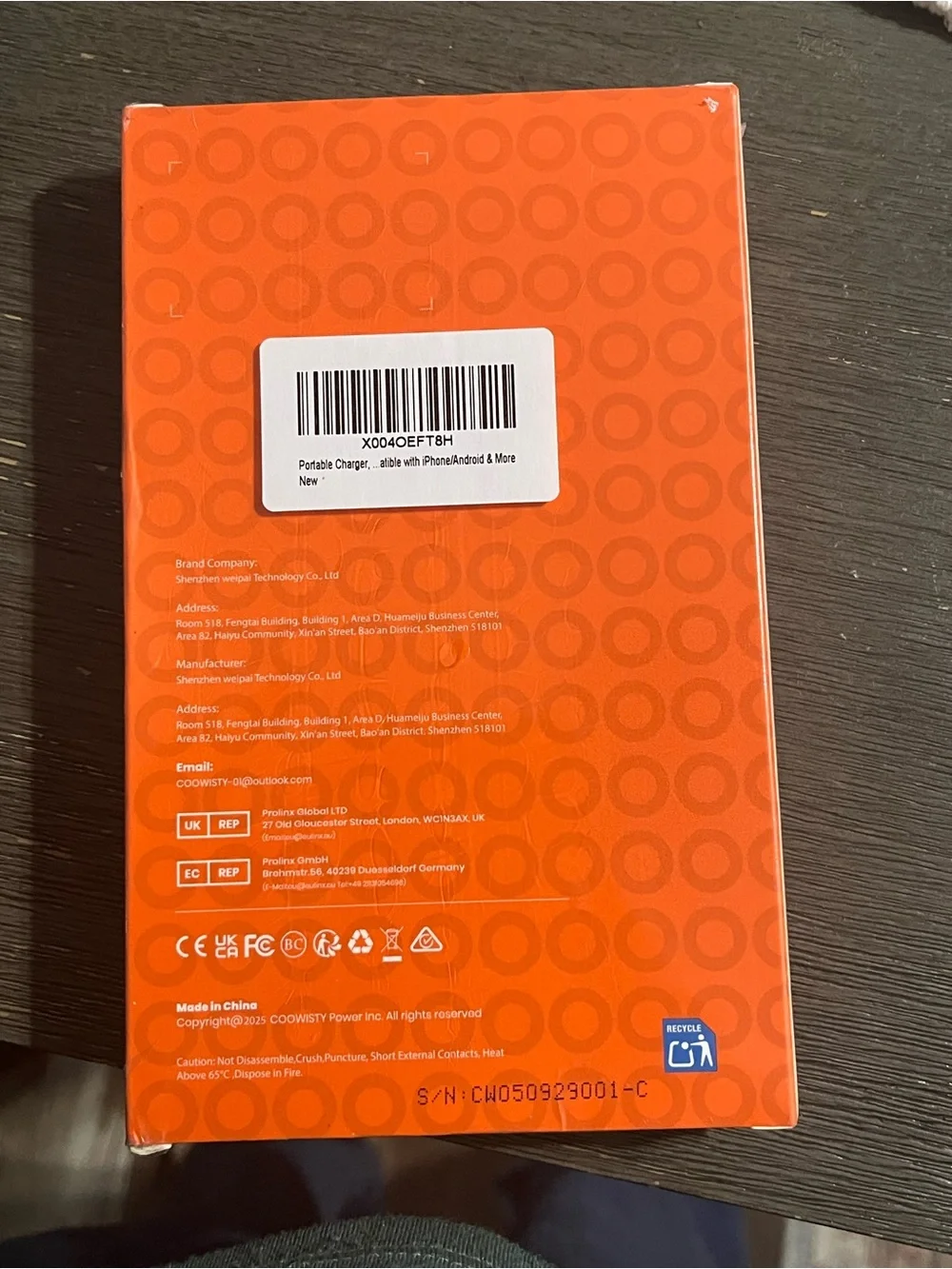 Coowisty powerbank portable charger compatible iPhone android,etc builtin cables